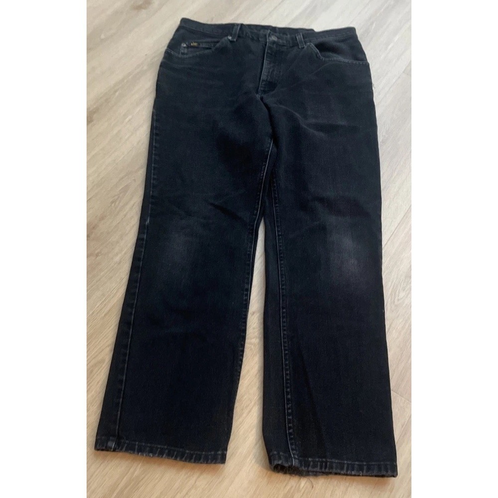 Vintage Lee Jeans Men's 34x30 Black Cotton Denim Straight Leg Travel Workwear